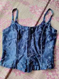 Royal Blue Floral Corset Top