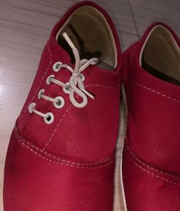 Red Canvas Lace-Up Sneakers