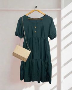 Emerald Green 3/4th sleeve skater dress