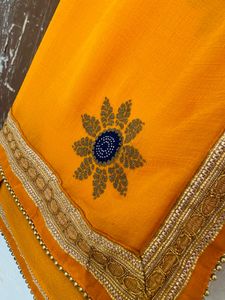 Partywear Yellow Floral Saree