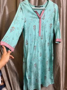 Blue Pink Boarder Kurta Top