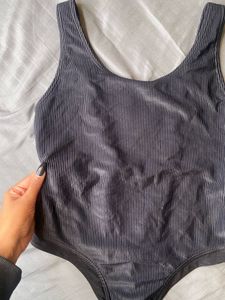 Black Ribbed One Piece