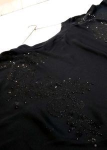 BLACK ABAYA VERY SHINY STONE WORK