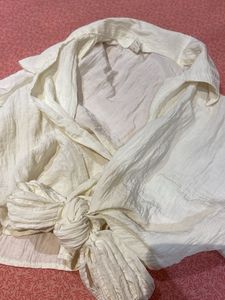 Cream Tie-Front Blouse