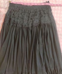 Black Lace Trim Layered Skirt