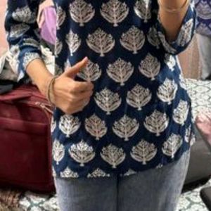 Printed Blue Tunic Top