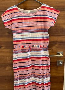 Pink And White Multicolor Dress- Beach Wear