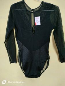 Black Sheer Long Sleeve Bodysuit