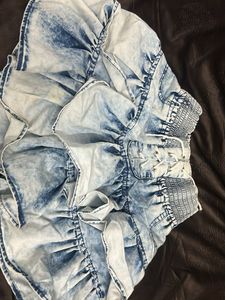 Denim Ruffle Shorts