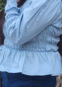 Light Blue Smocked Blouse