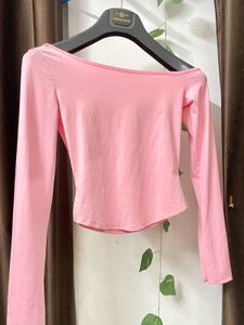 Pink Long Sleeve Crop Top