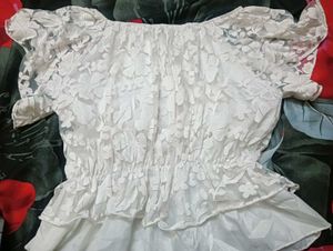 White Floral Barbie Look Top