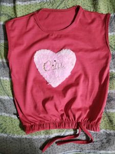 Cute Pink Heart Crop Top