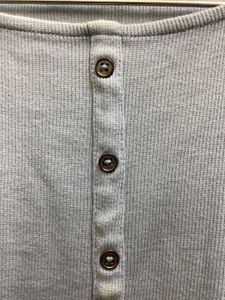 MAX Light Blue Ribbed Button-Up Top - XS