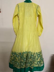🆕 Yellow &amp; Green Embroidered Anarkali