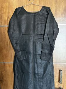 Shiny Black Straight Kurti