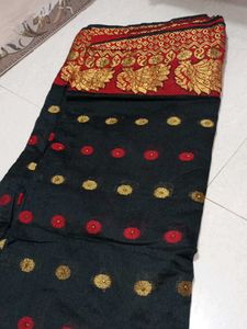 Black And Red 🔴 Cotton Saree