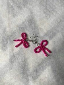 Bow Beaded Dangle Earrings