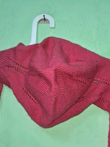 Red Knitted Hooded Scarf 🧣