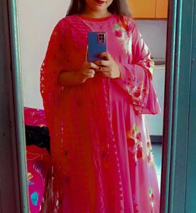 Pink Floral Sequin Embellished Outfit
