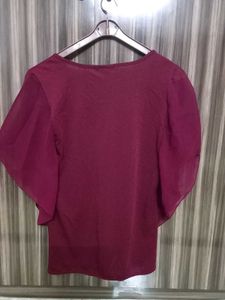 Burgundy Flutter Sleeve Top