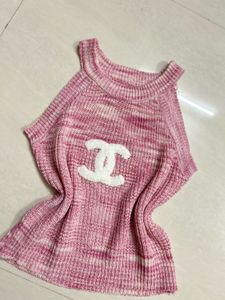 Chanel inspired Pink Knit Top