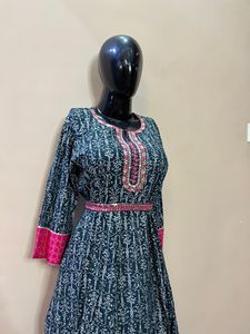 Printed Cotton Anarkali Suit Set