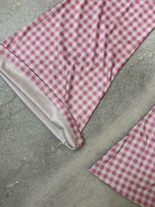 Checked High Waisted Flared Pants