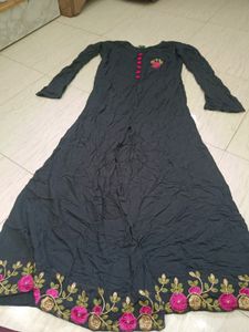Beautiful Black Gown Middle Cutt Kurta With Plazo