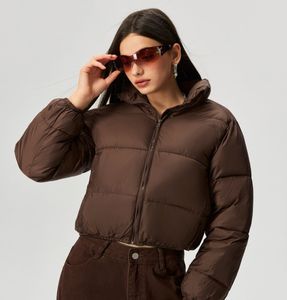 Brown Cropped Puffer Jacket