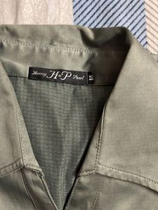 Green Button-Down Top Satin