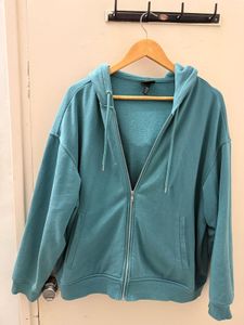 Teal Blue Hoodie plus size with Zipper