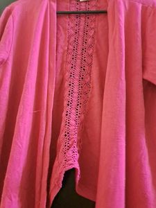 Pink Open Front Cardigan