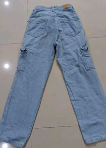 Light Wash Denim Cargo Pants