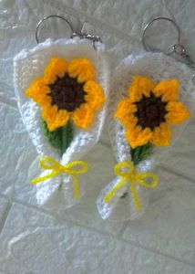 Sunflower Crochet Keychain