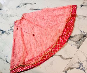Pink Bandhani Garba Skirt