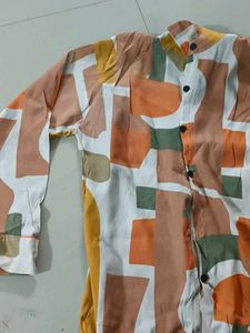 Abstract Pattern Shirt with cute strap top