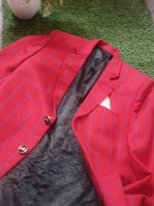 Red checkered party wear blazer