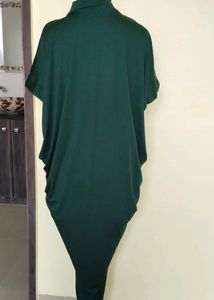 Gathered Dark Green Dress