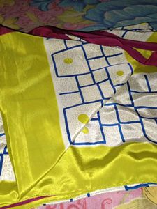 Leman Yellow With Mazanta Crape Saree For Sa