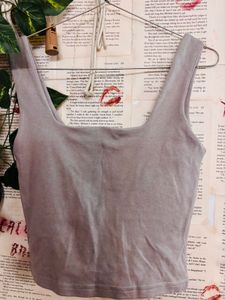 Chic Grey Ribbed Crop Top