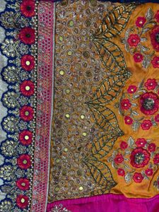 Hot Pink Embroidered Saree