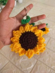 Sunflower Crochet Keychain