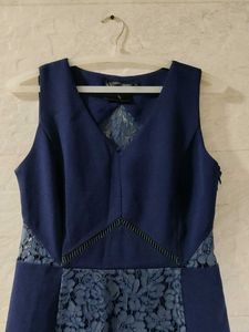 Navy Lace Panel Dress