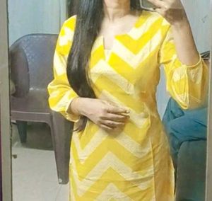 Yellow Chevron Kurta Set