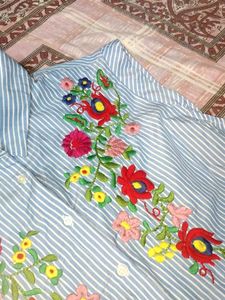 Striped Embroidered Top