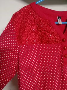 Red Top For Casual And Party Wear