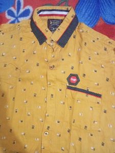 Mustard Colour Shirt With Check Spots