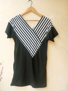 Striped Short Pinteresty Dress With Pockets Women
