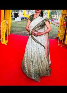 Elegant Green &amp;designer Lehenga &amp; Saree 2 In One
